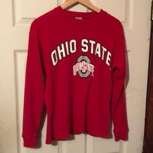 Ohio State Buckeyes Red Waffle Knit Logo Shirt Mens Medium M